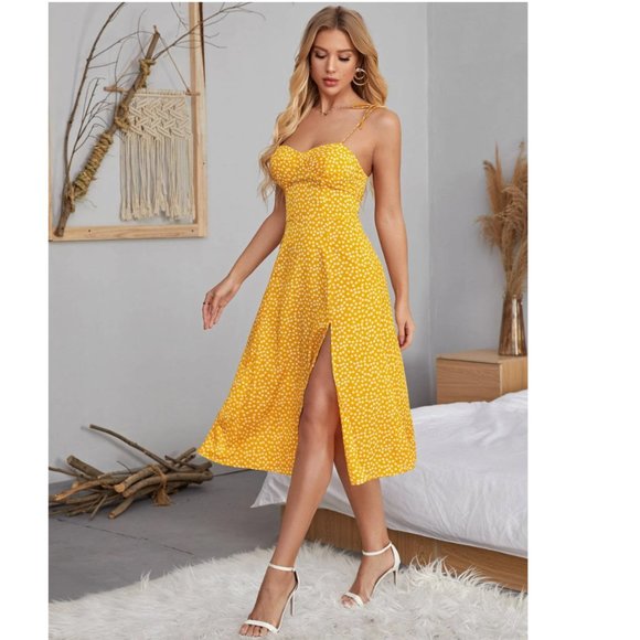 NEW Ditsy Print Floral Cami Tie Strap Dress - Picture 4 of 5